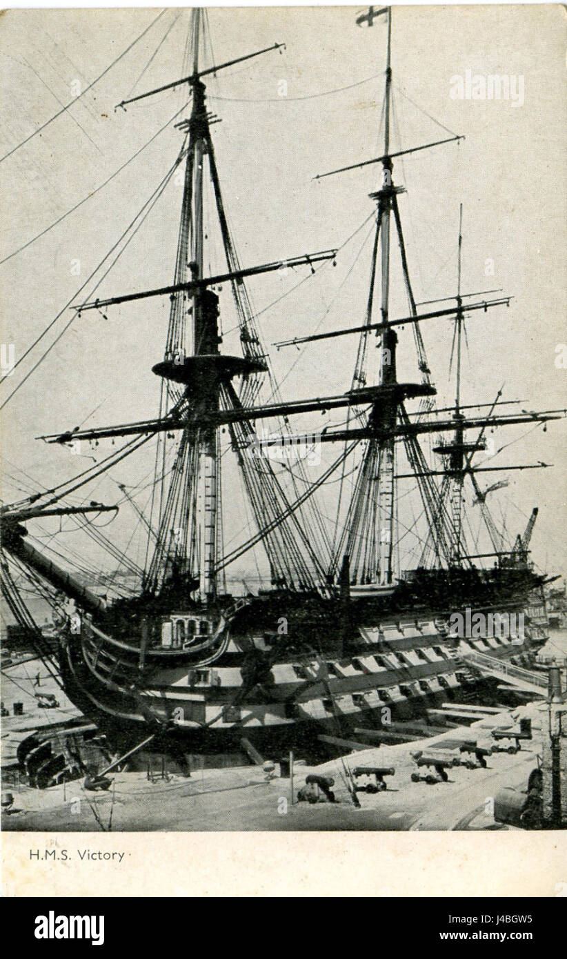 Postcard HMS Victory Stock Photo