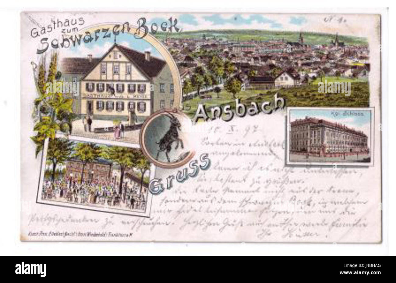 Postkarte Bock alte Fassade Stock Photo