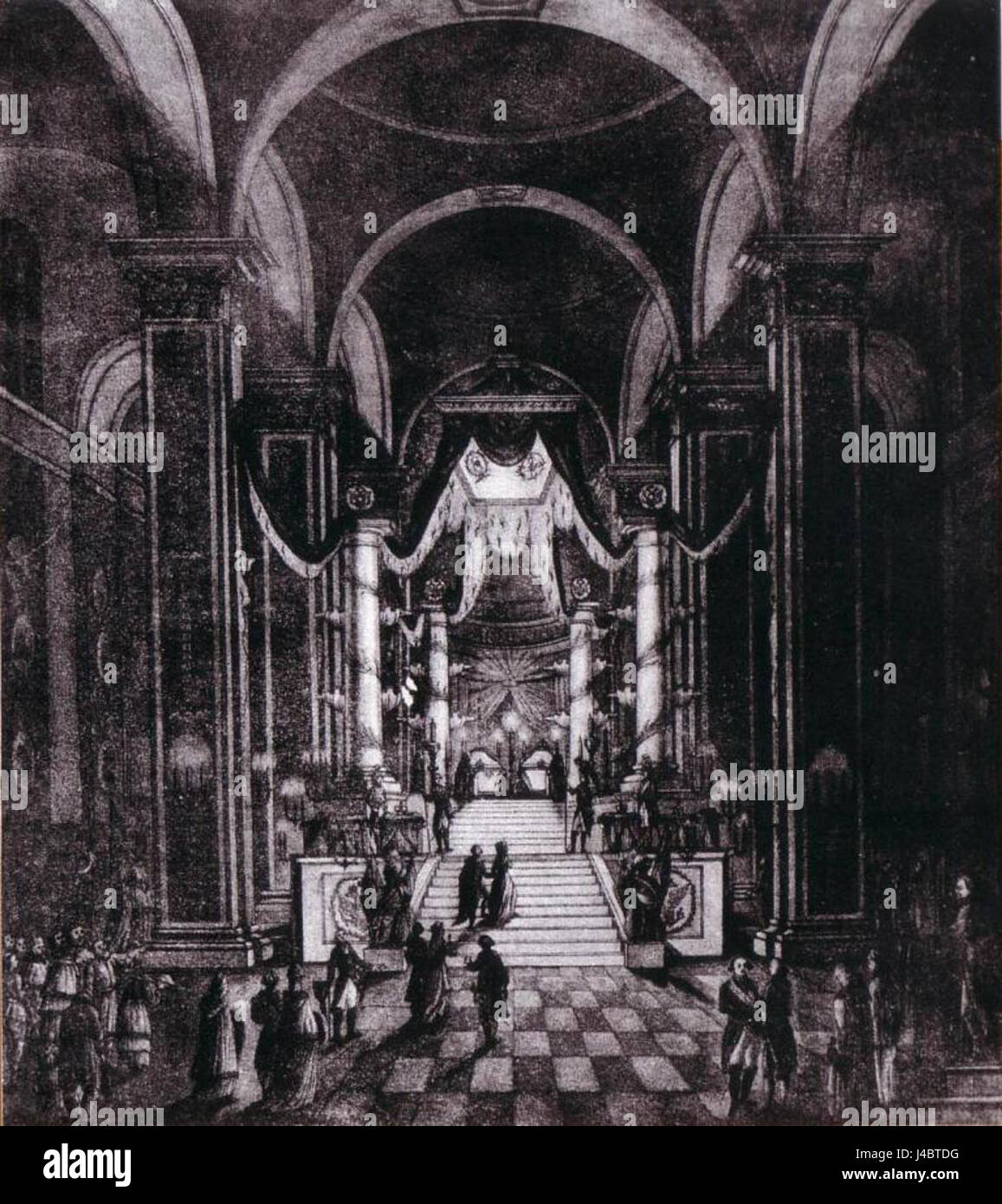 The coffins of Peter III and Catherine II, significant figures in Russian history, representing the end of an era in the Russian monarchy. Stock Photo