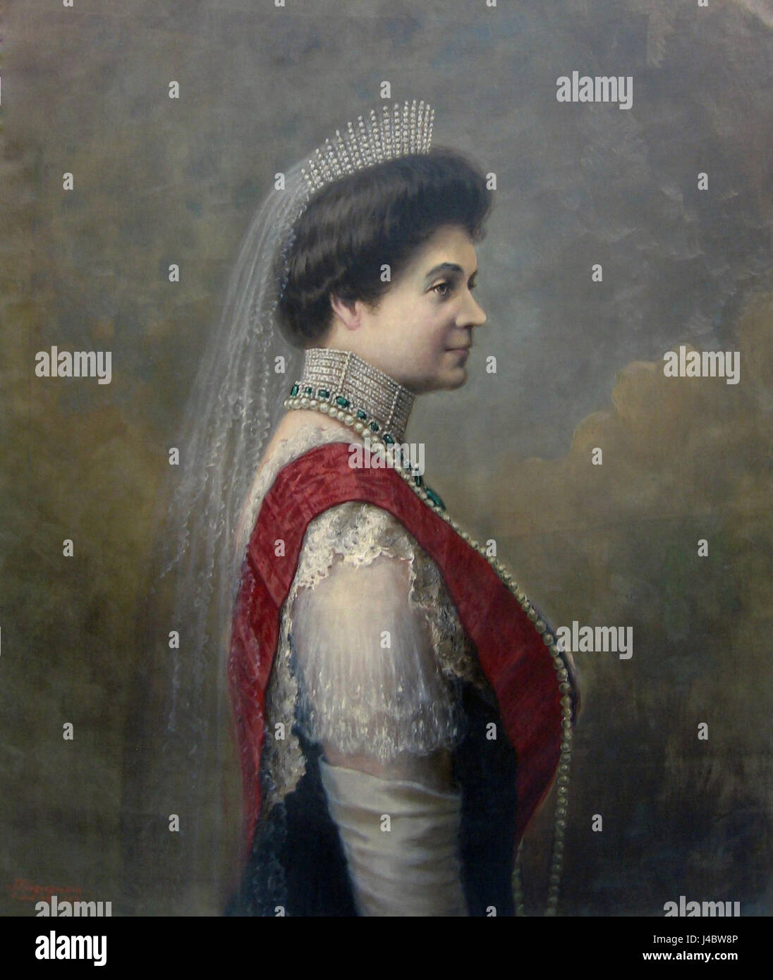 Portrait of Tsaritsa Eleonora of Bulgaria   oil painting Stock Photo