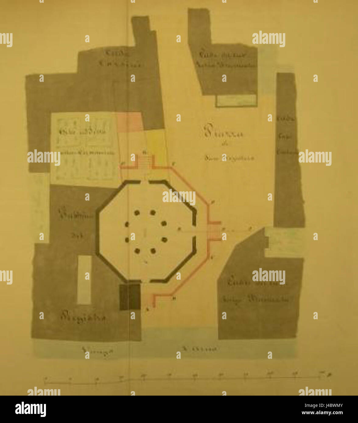 This map, 'Pianta del Santo Sepolcro di Pisa,' depicts the layout of ...