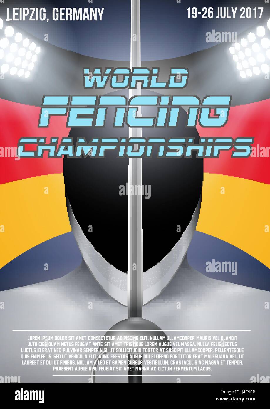 Fencing event poster Stock Vector