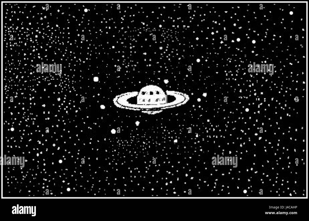 PSM V04 D052 Saturn and his moons Stock Photo