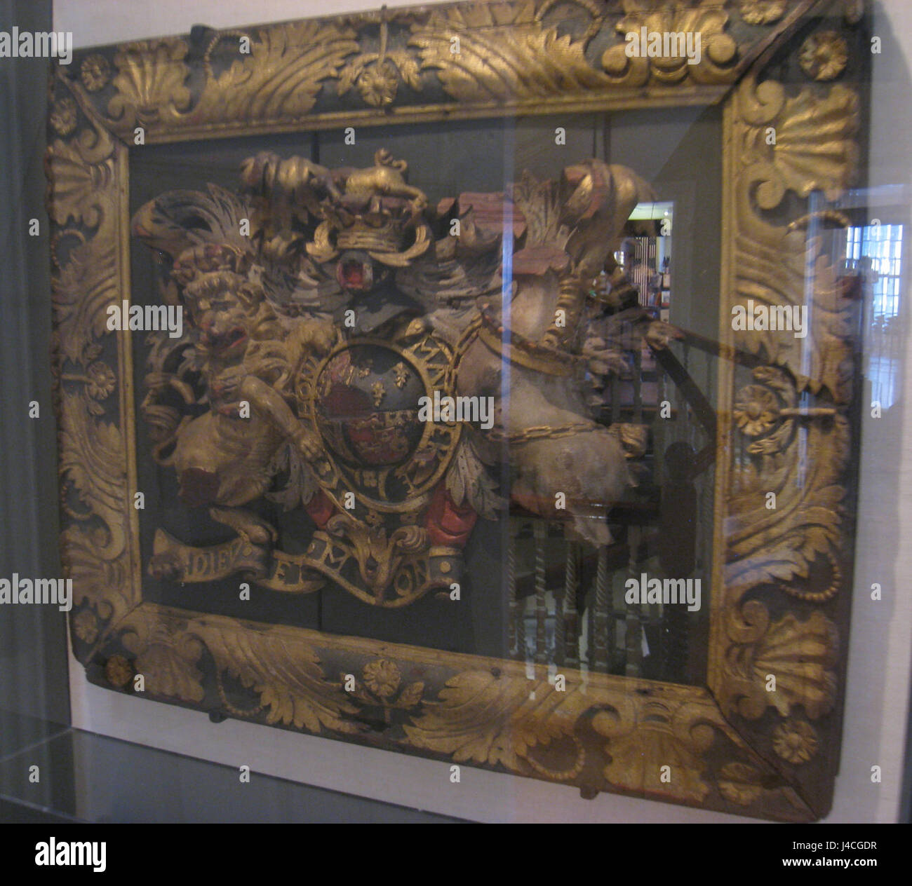 Plaque of Royal Arms, 1700s   Old State House Museum, Boston, MA   IMG 6813 Stock Photo