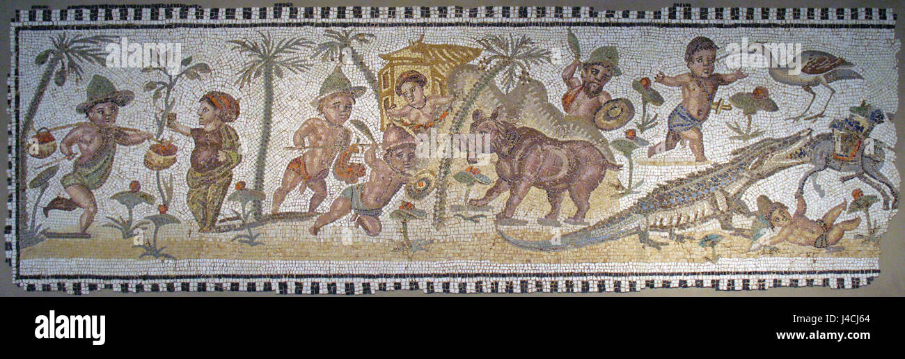 Roemisches Mosaik mit Pagmaeen anagoria Stock Photo