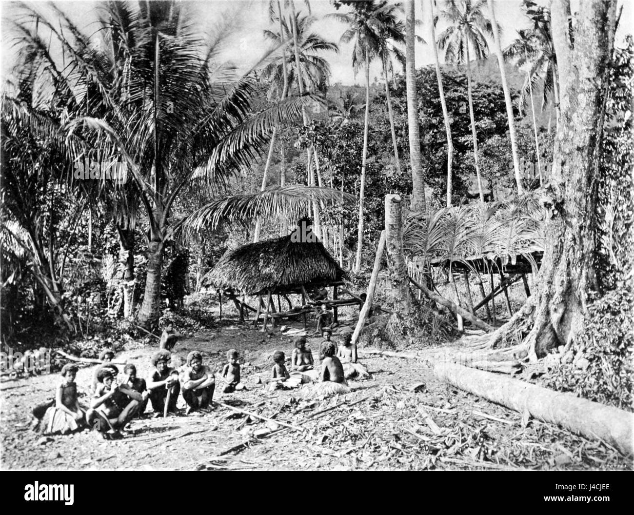 Picturesque New Guinea Plate XLII   Naria Village, South Cape, New Guinea Stock Photo