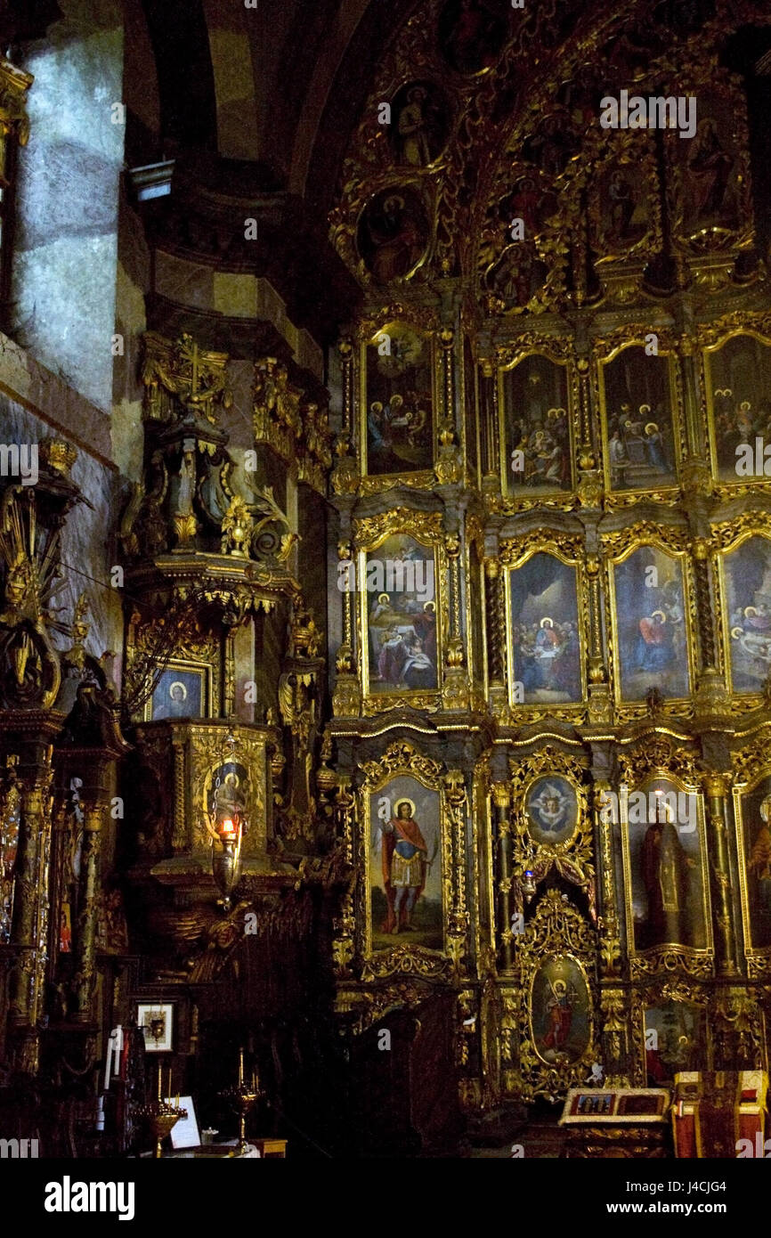 The pulpit shown with a detail of the iconostasis likely refers to a ...