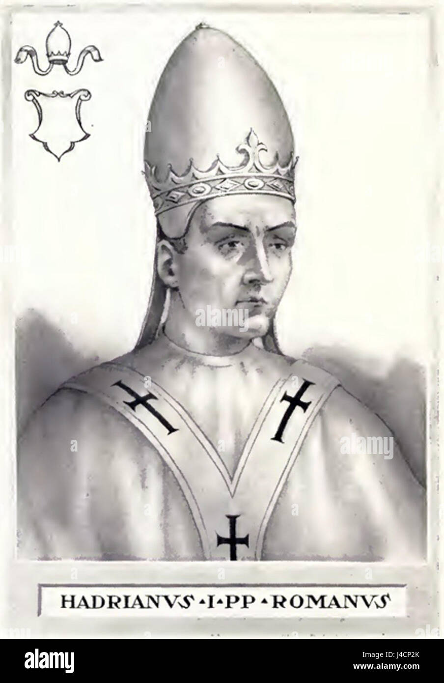 Pope Adrian I Illustration Stock Photo