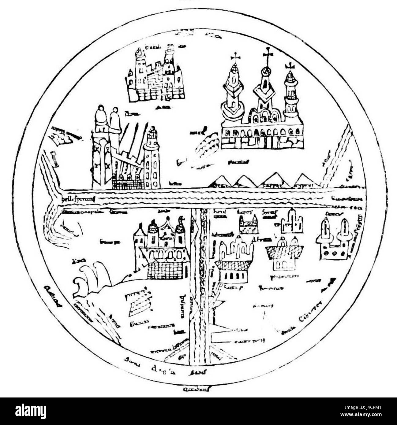 PSM V16 D512 Map of the world 10th century Stock Photo