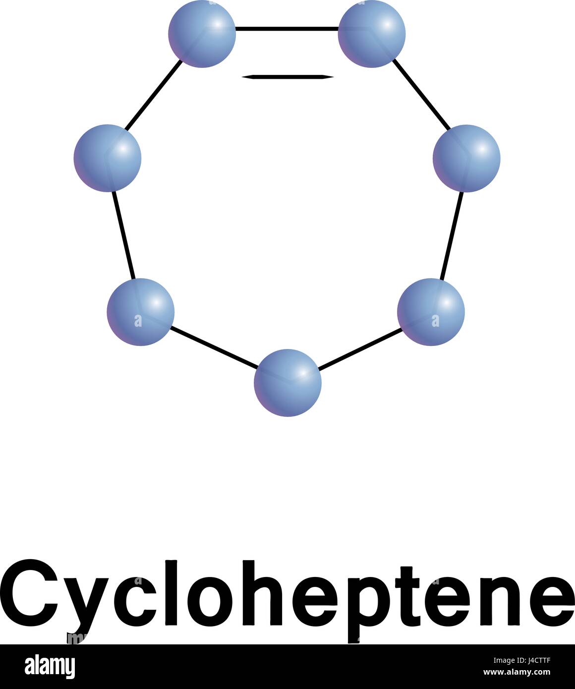 Cycloheptene is a 7-membered cycloalkene, can exist as either the cis- or the trans-isomer. Stock Vector