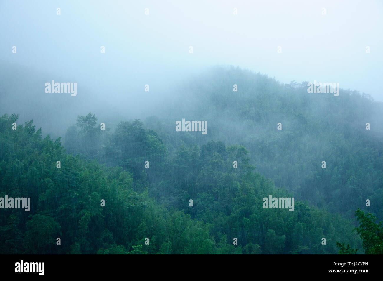Beautiful mountains scenery in the mist Stock Photo