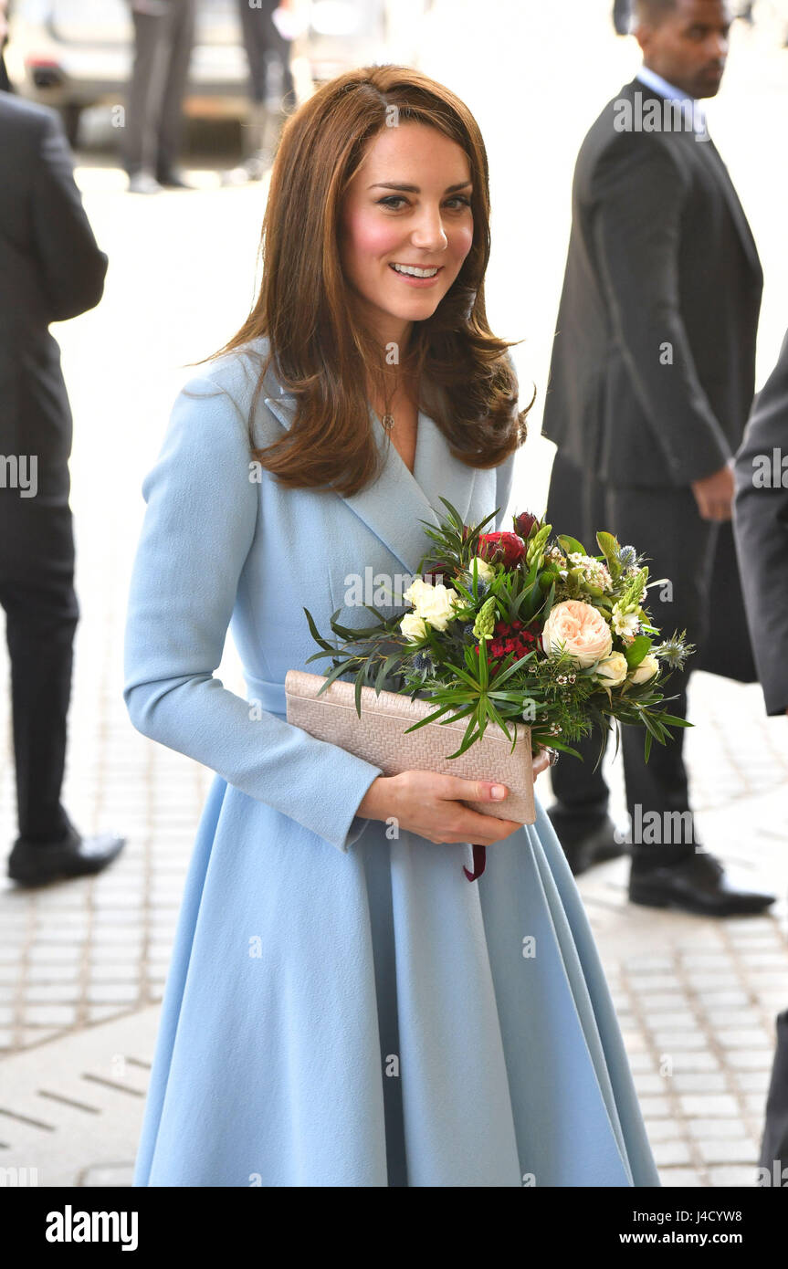 The Duchess of Cambridge arriving at MUDAM (Musze d'Art Moderne) during a day of visits in Luxembourg where she is attending commemorations marking the 150th anniversary 1867 Treaty of London, that confirmed the country's independence and neutrality. Stock Photo