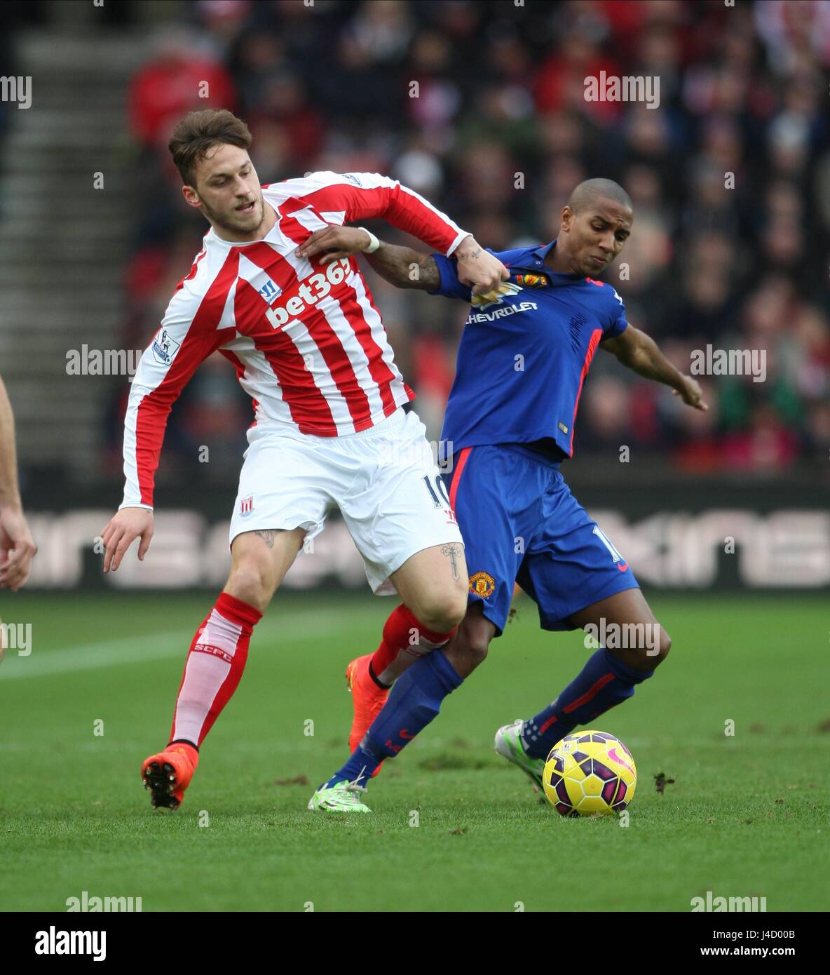 Marko Arnautovic Ashley Youn Stoke City V Manchester United The Stock Photo Alamy