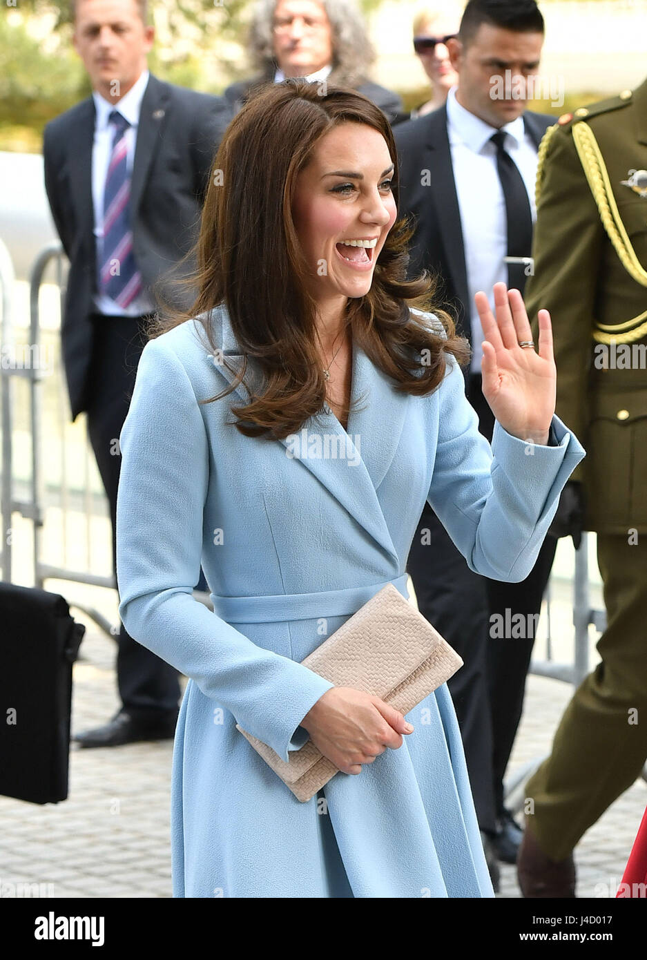 The Duchess of Cambridge arriving at MUDAM (Musze d'Art Moderne) during a day of visits in Luxembourg where she is attending commemorations marking the 150th anniversary 1867 Treaty of London, that confirmed the country's independence and neutrality. Stock Photo