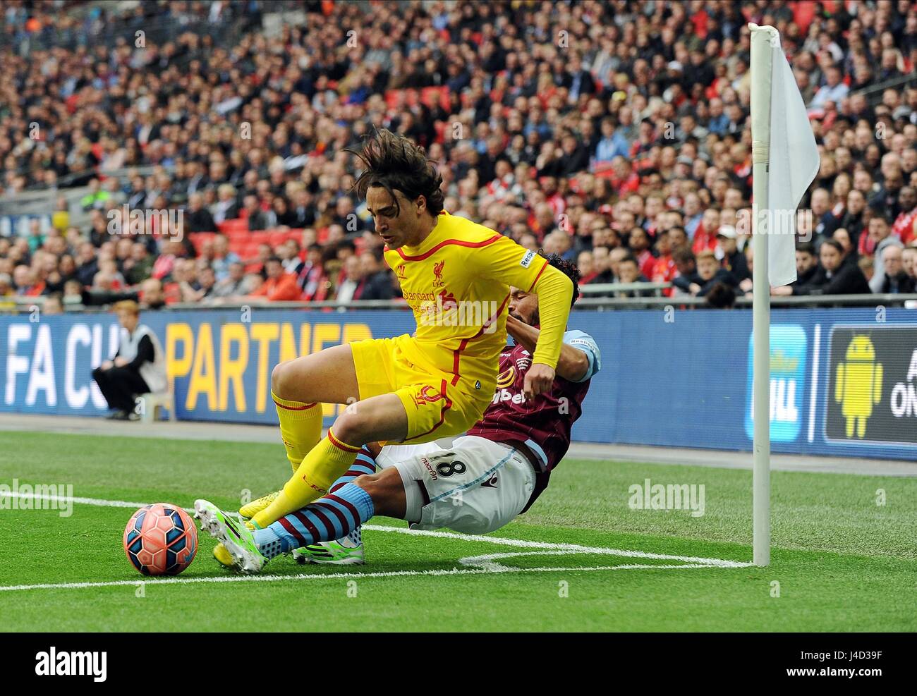 LAZAR MARKOVIC OF LIVERPOOL IS ASTON VILLA V LIVERPOOL WEMBLEY STADIUM LONDON ENGLAND 19 April 2015 Stock Photo