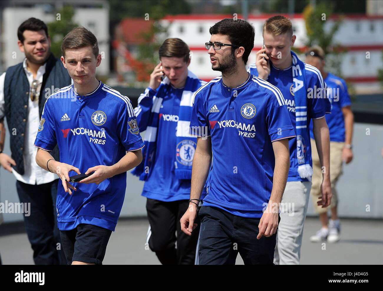 Chelsea Fans Make There Way To Arsenal V Chelsea Wembley Stadium London England 02 August 15 Stock Photo Alamy