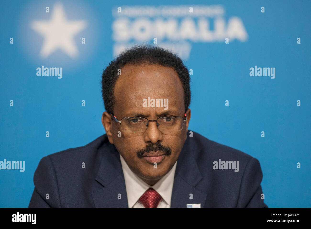 Mohamed Abdullahi Mohamed, President of Somalia at the 2017 Somalia Conference at Lancaster House in central London, which is aimed at improving stability and prosperity in Somalia and boosting the humanitarian response to the drought. Stock Photo