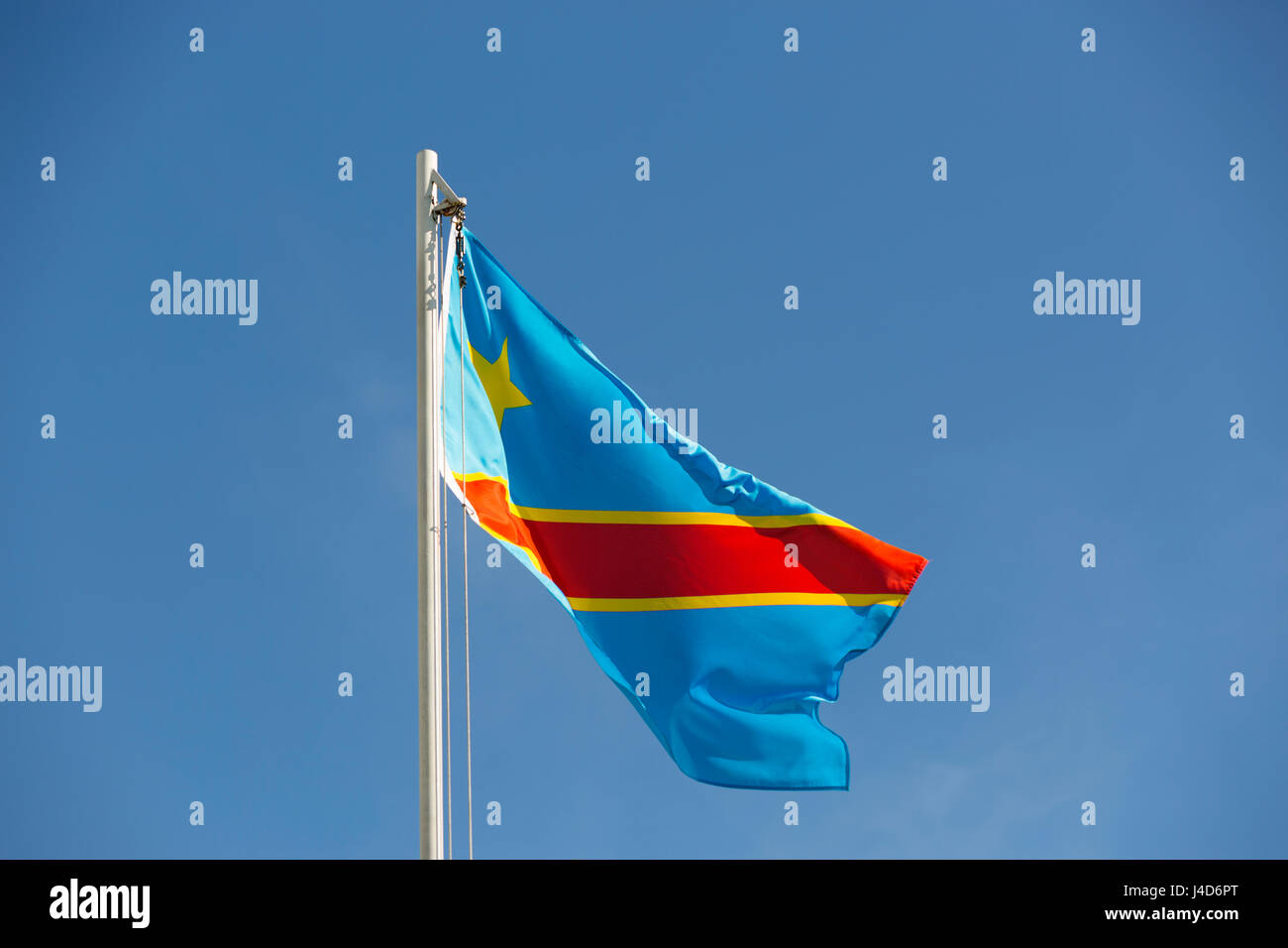 Fabric flag of the democratic republic of congo hi-res stock ...