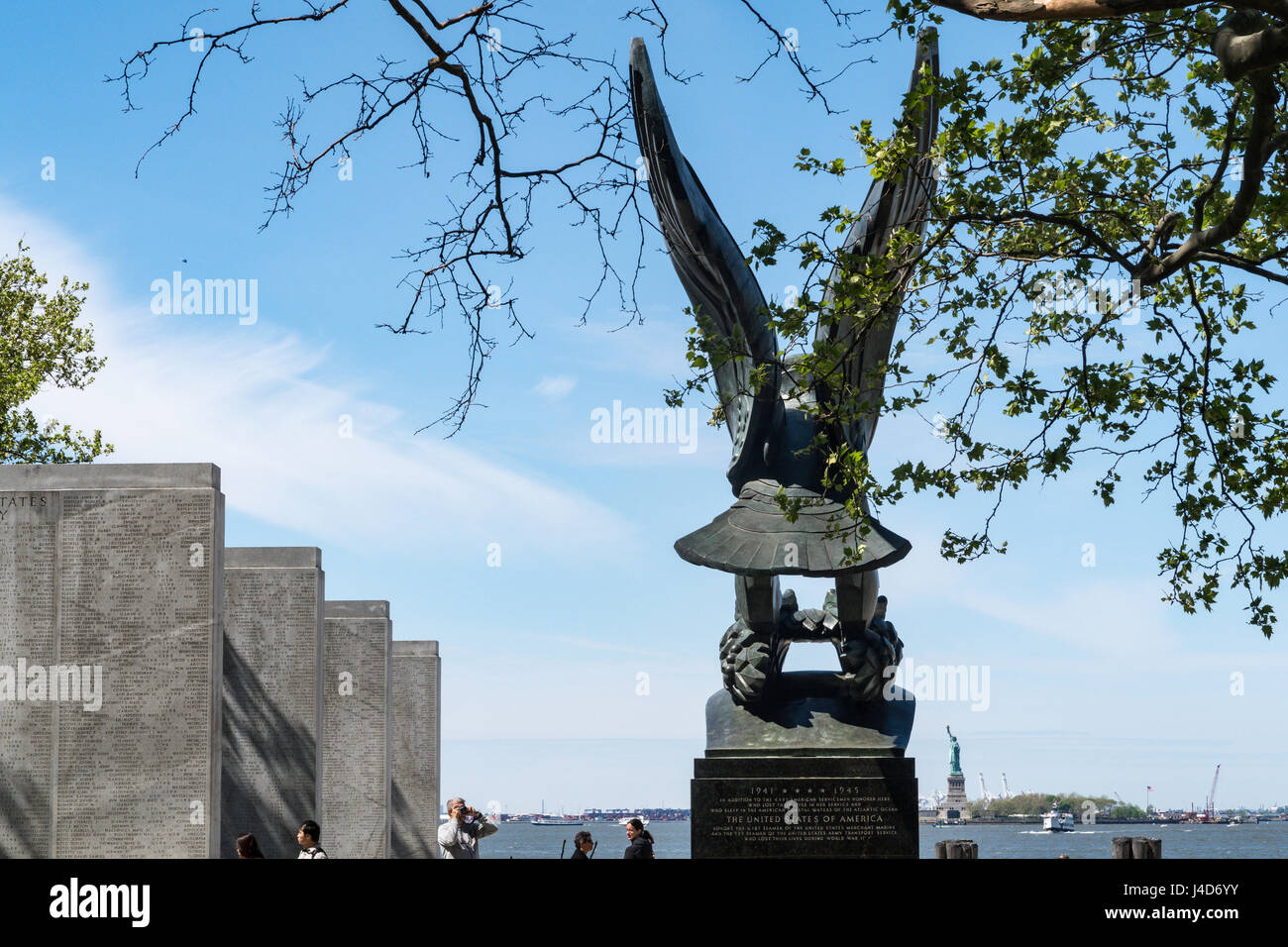 Bronze Eagle and Wreath Statue, East Coast War Memorial, Battery Park, New York City, USA Stock