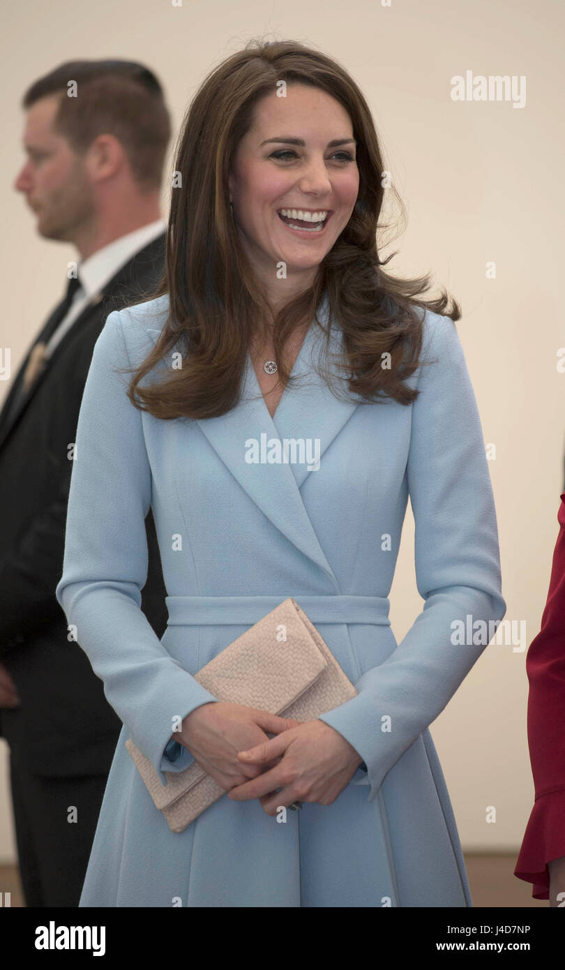 The Duchess of Cambridge visits MUDAM (Musze d'Art Moderne) during a day of visits in Luxembourg where she is attending commemorations marking the 150th anniversary 1867 Treaty of London, that confirmed the country's independence and neutrality. Stock Photo