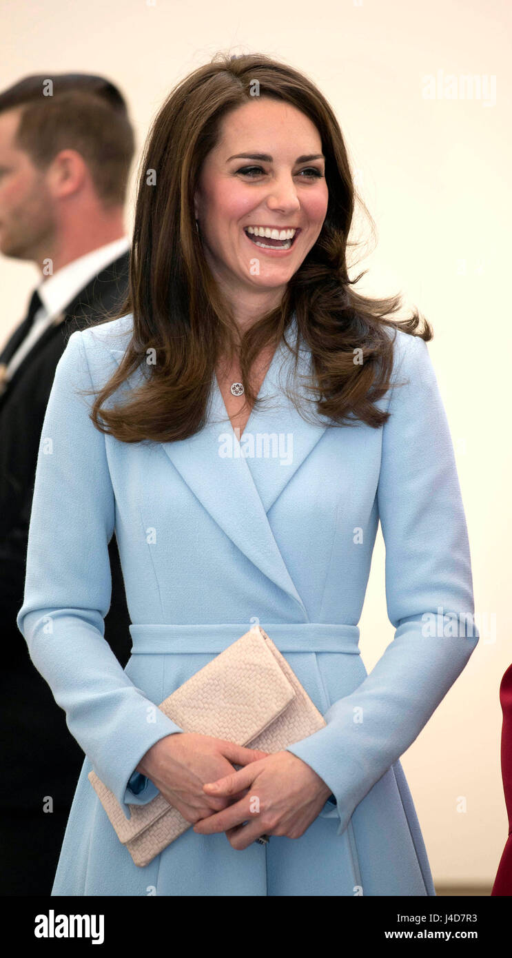The Duchess of Cambridge visits MUDAM (Musze d'Art Moderne) during a day of visits in Luxembourg where she is attending commemorations marking the 150th anniversary 1867 Treaty of London, that confirmed the country's independence and neutrality. Stock Photo