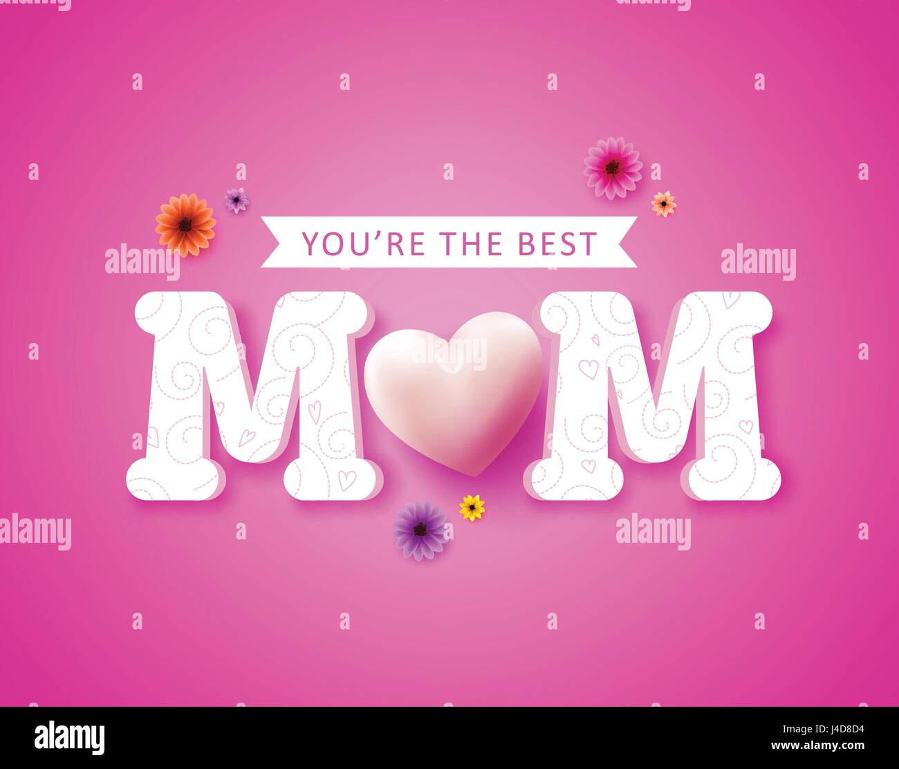 Best Mom Ever Mothers Day Greeting Stock-vektor (royaltyfri