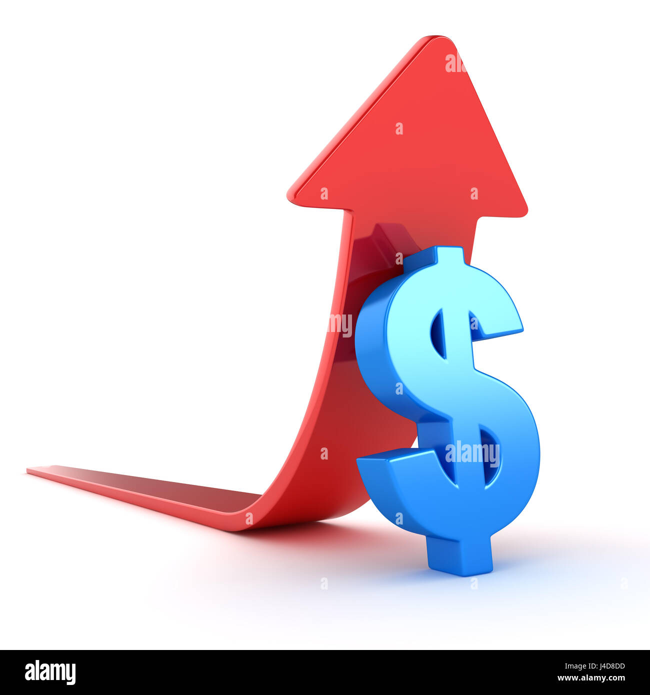 Blue Dollar Symbol and Red Arrow , This is a 3d Rendered Computer ...