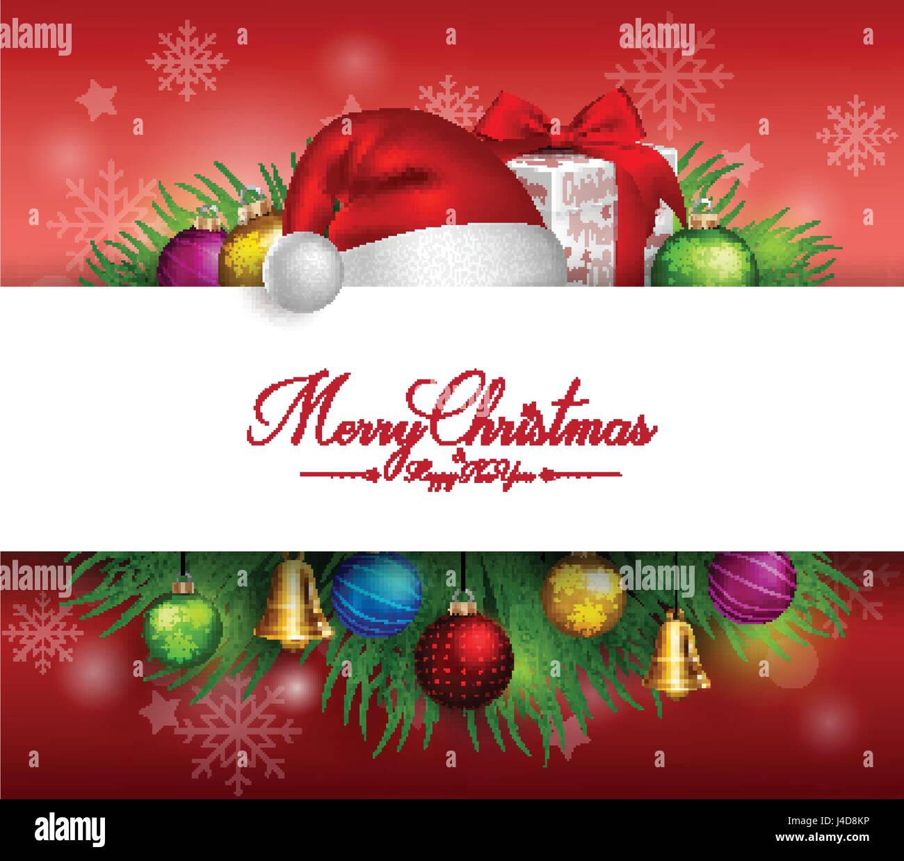 Merry Christmas Greetings Card Vector in White Space for Text with ...