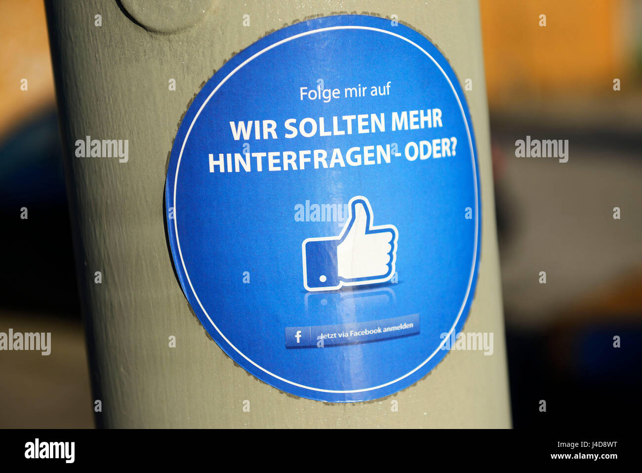 Critical sticker to social media in Hamburg, Germany, Europe, Kritischer Aufkleber zu sozialen Medien in Hamburg, Deutschland, Europa Stock Photo