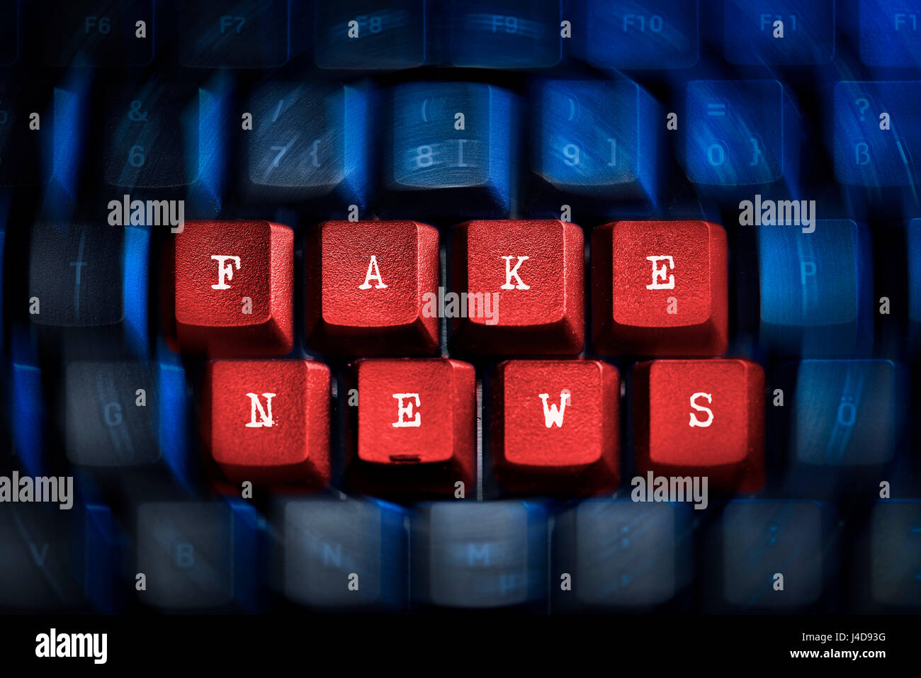 'Stroke ''Fake of news'' on a computer keyboard', Schriftzug 'Fake News' auf einer Computertastatur Stock Photo