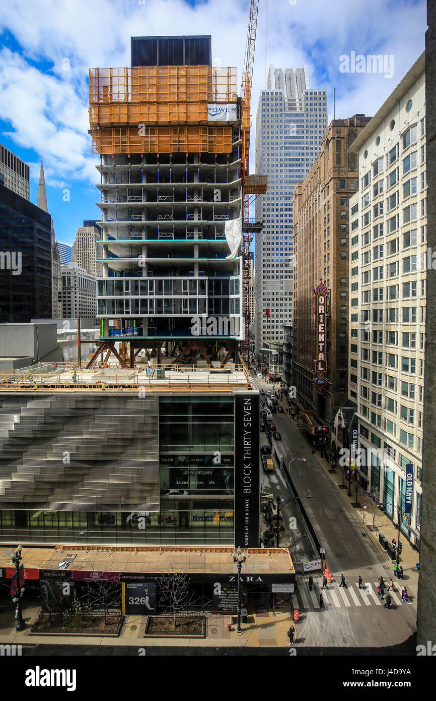 Chicago, Construction Site, New Construction of a High-rise, The Loop, City, Chicago, Illinois, USA, North America, Chicago, Baustelle, Neubau eine Ho Stock Photo