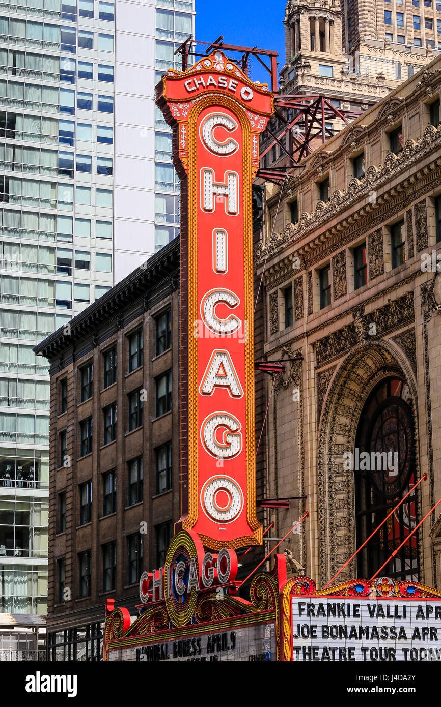 Chicago Theater, Chicago, Illinois, United States, North America, Chicago Theatre, Chicago, Illinois, USA, Nordamerika Stock Photo
