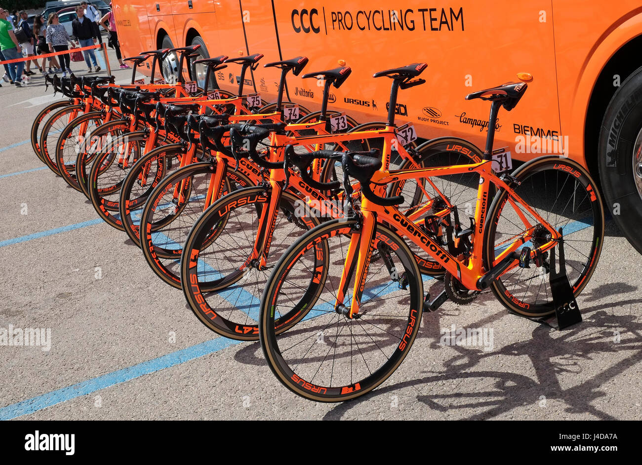 guerciotti cycles for the ccc sprandi cycle racing team, giro d'italia, alghero, sardinia, italy Stock Photo