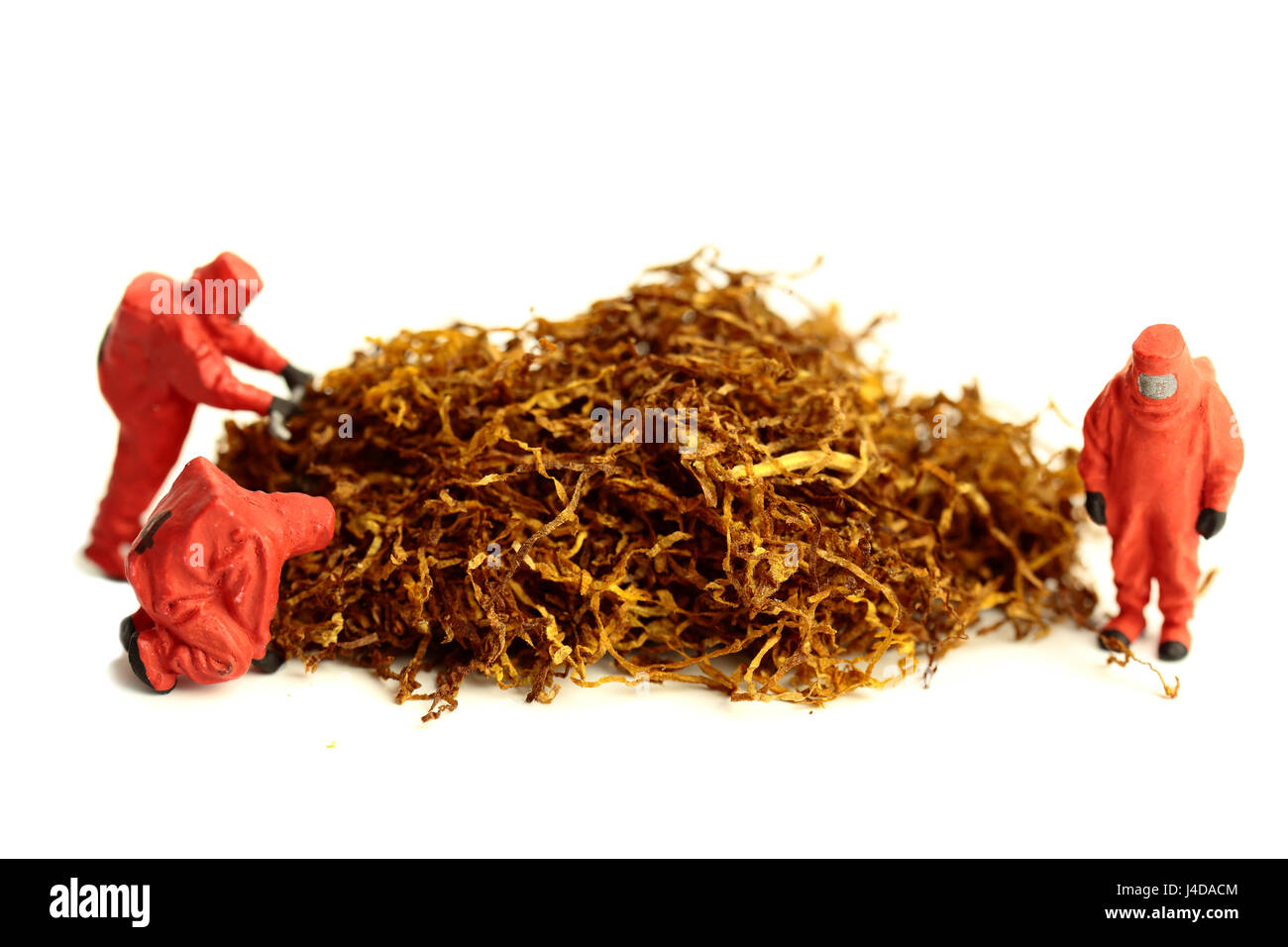 Miniature scale model chemical team with tobacco isolated Stock Photo