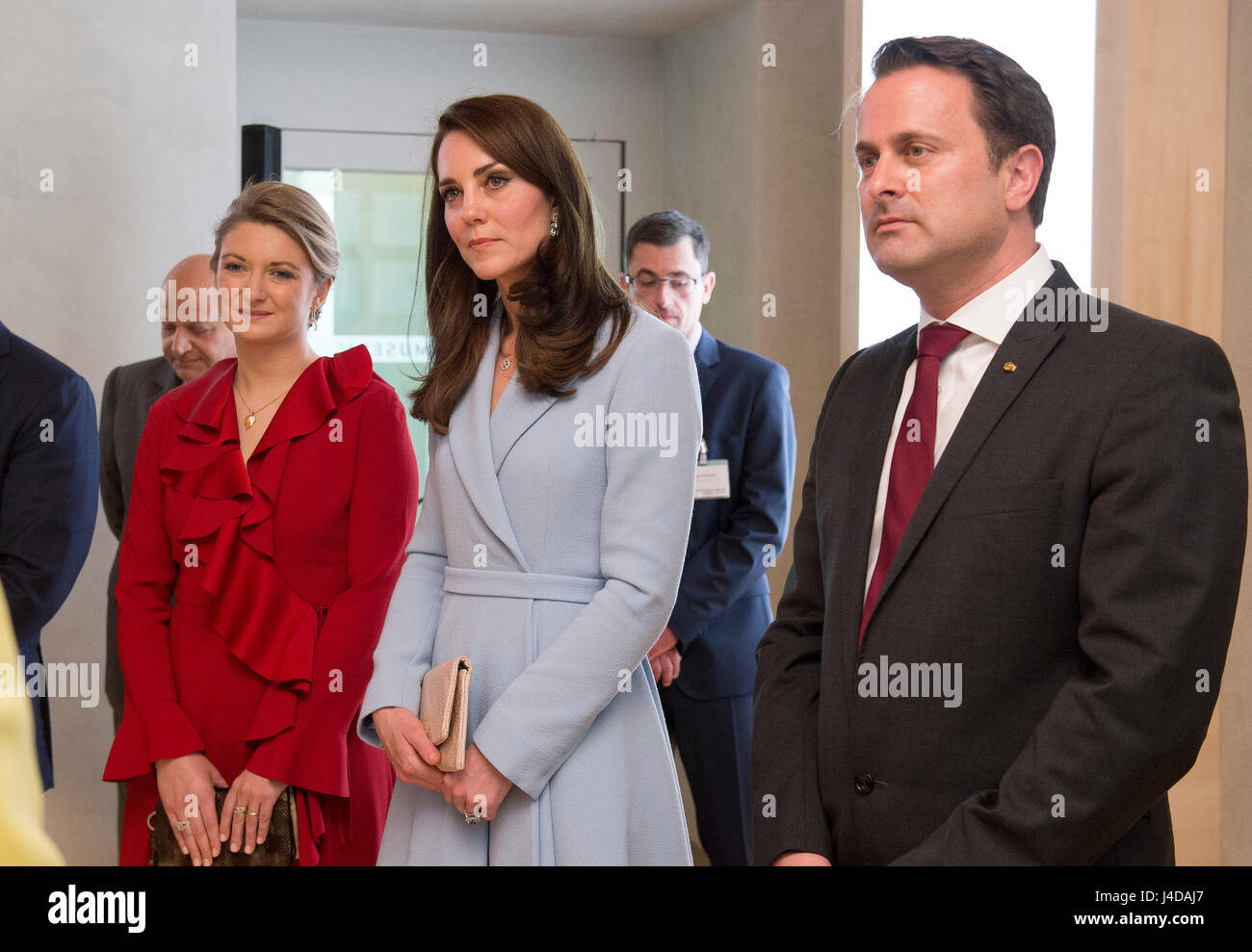 The Duchess of Cambridge during a visit to the Luxembourg City Museum, where she viewed an exhibition about the city state's history and walked along the Cornicjhe, during a day of visits in Luxembourg where she is attending commemorations marking the 150th anniversary 1867 Treaty of London, that confirmed the country's independence and neutrality. Stock Photo