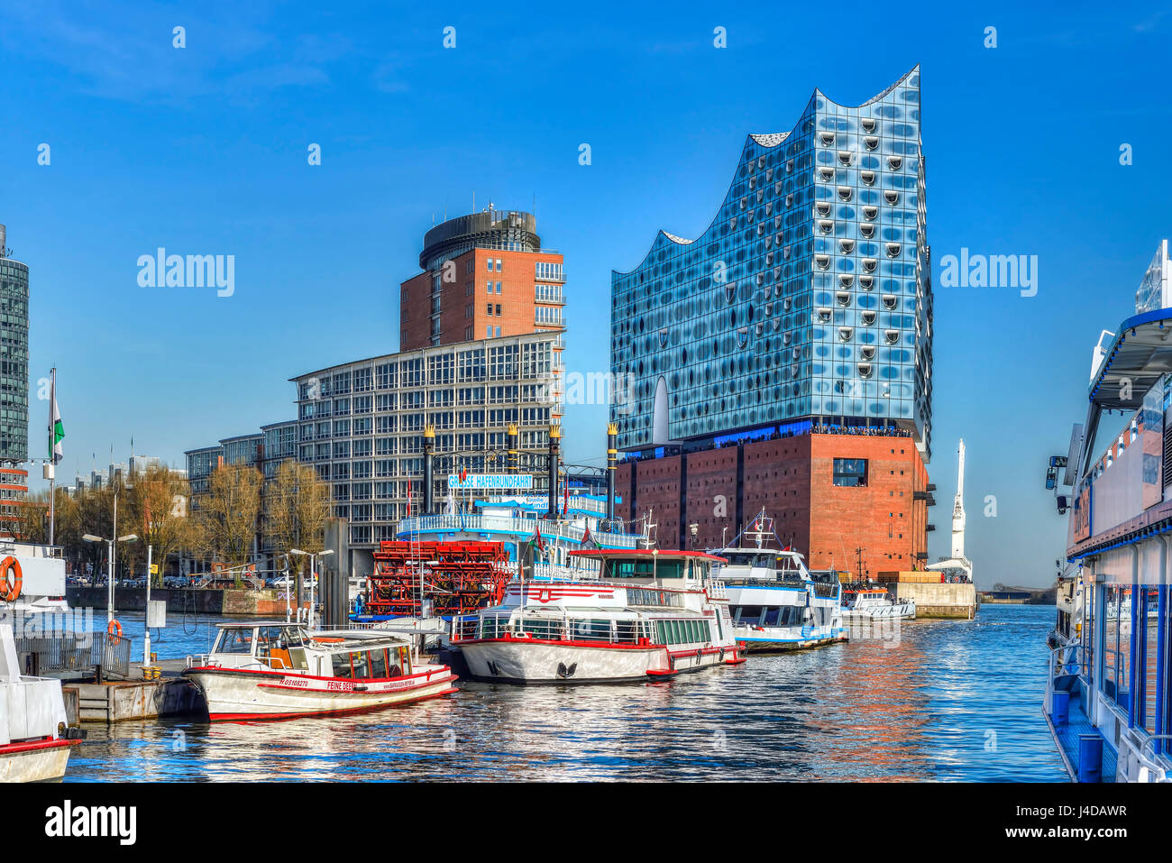 The Elbphilharmonie in the harbour of Hamburg, Germany, Europe, Die Elbphilharmonie im Hafen von Hamburg, Deutschland, Europa Stock Photo