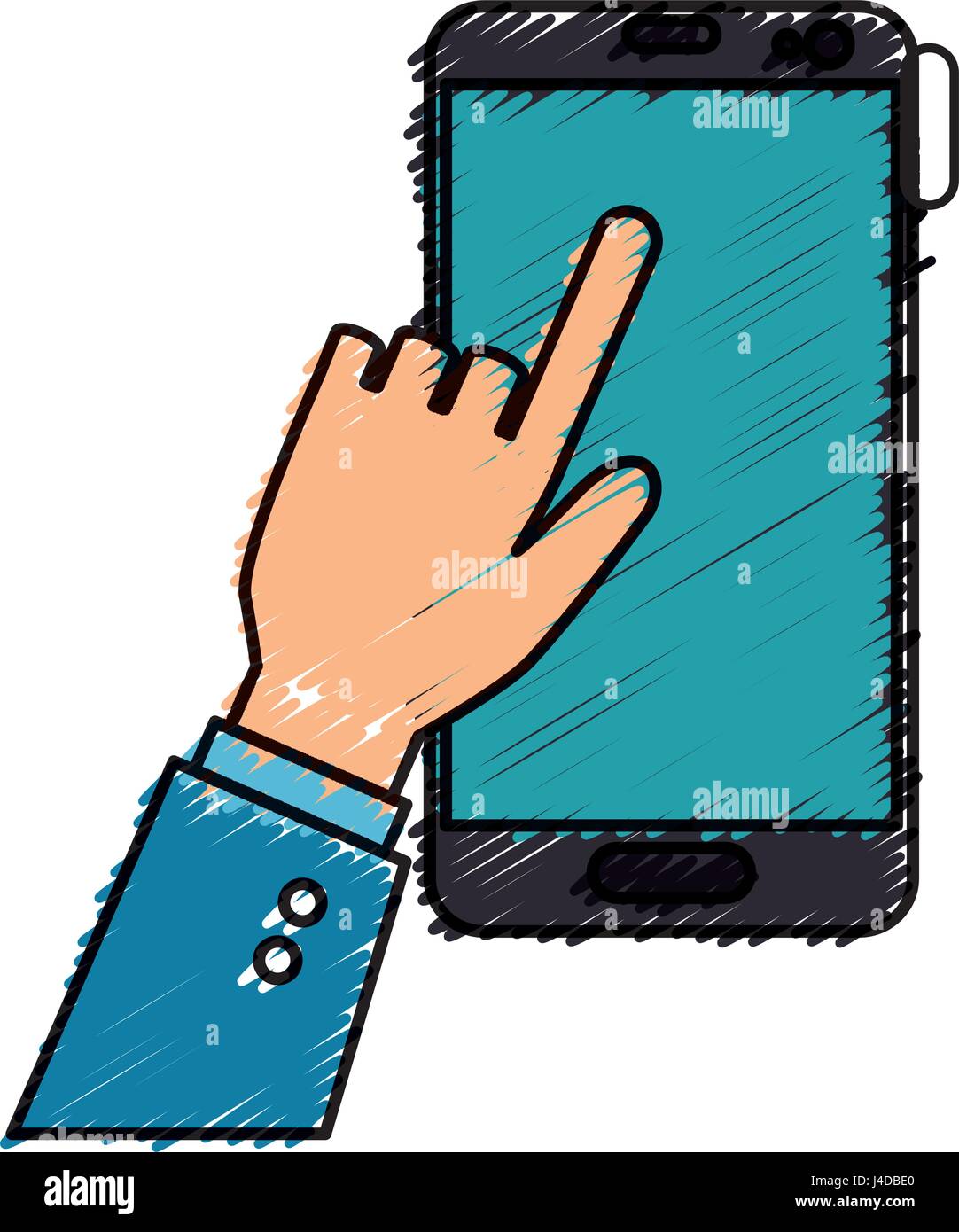 hand human with smartphone device isolated icon Stock Vector Image ...