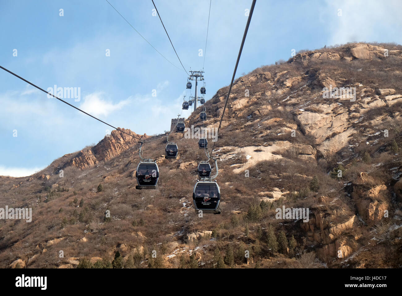 Cable car at the Badaling Great Wall, China, February 24, 2016 Stock