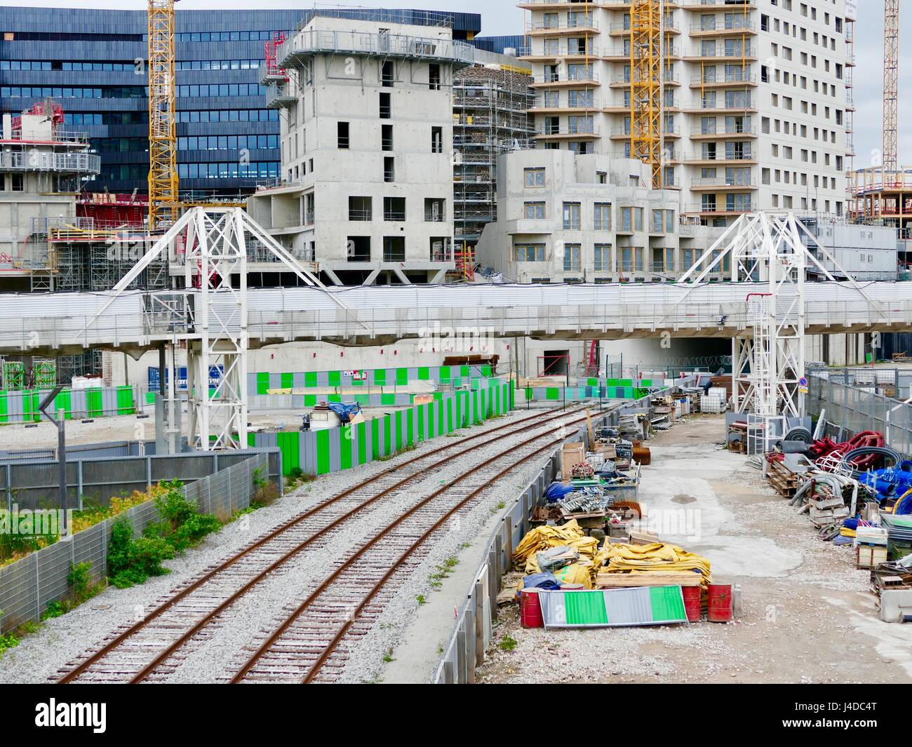 Urban growth around the Parc Martin Luther King in the Clichy-Batignolles eco district. Paris, France Stock Photo