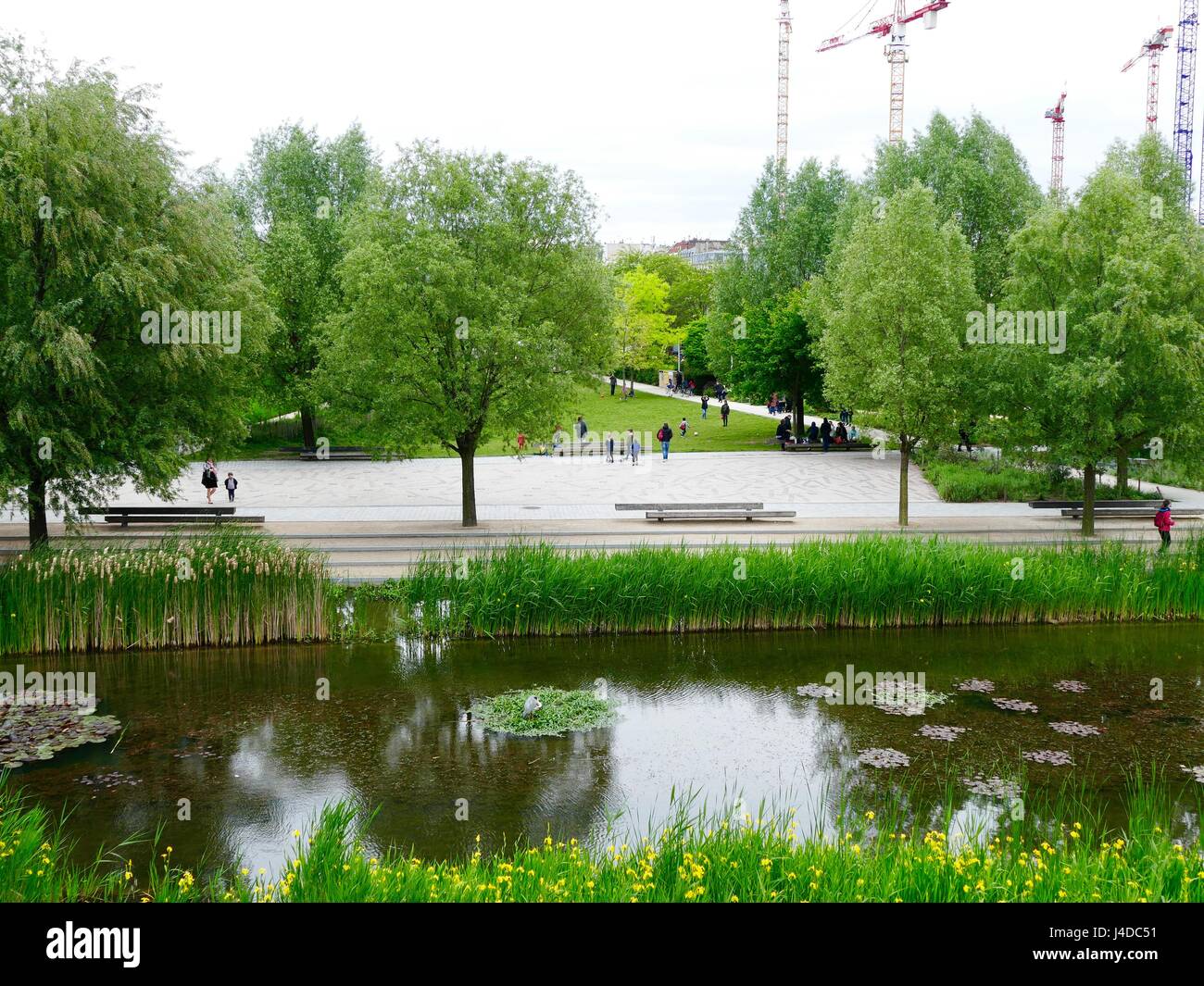 Parc Martin Luther King, the center of the new Clichy-Batignolles Eco District, 17th Arrondissement, Paris, France Stock Photo