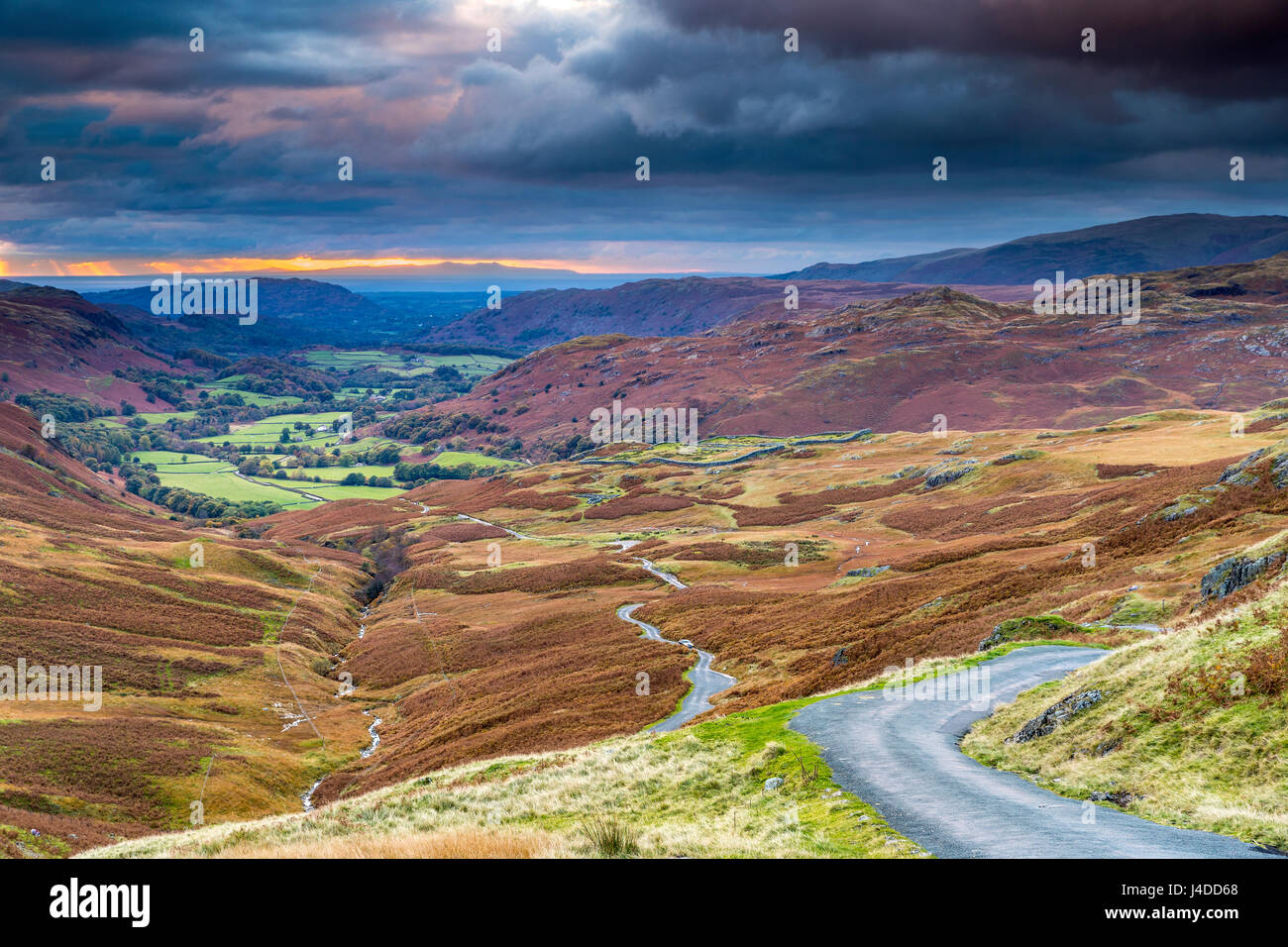 Looking Down From Hardknott Pass Lake District National Park Cumbria looking-down-from-hardknott-pass-lake-district-national-park-cumbria