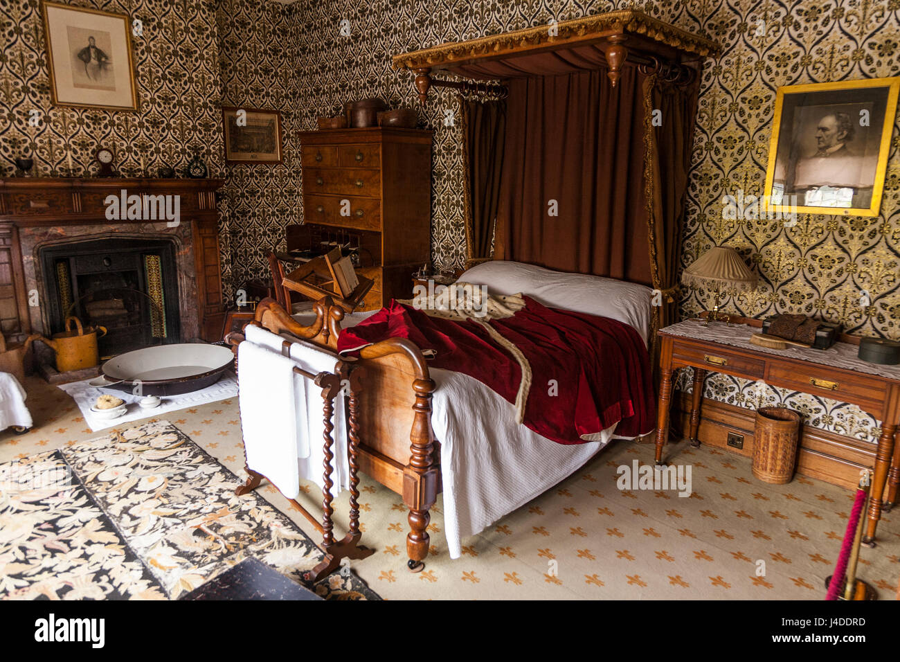 His lordships bedroom at Lanhydrock, Bodmin, Cornwall. (70) Stock Photo