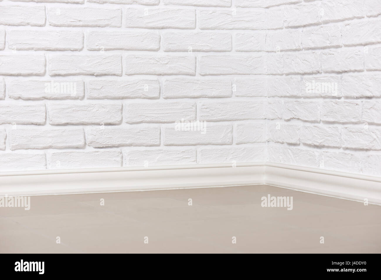 white brick wall with tiled floor, abstract background photo Stock ...
