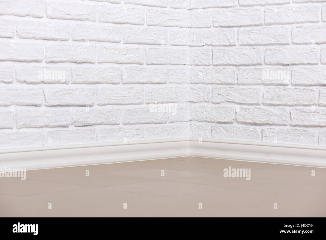 white brick wall with tiled floor, abstract background photo Stock ...