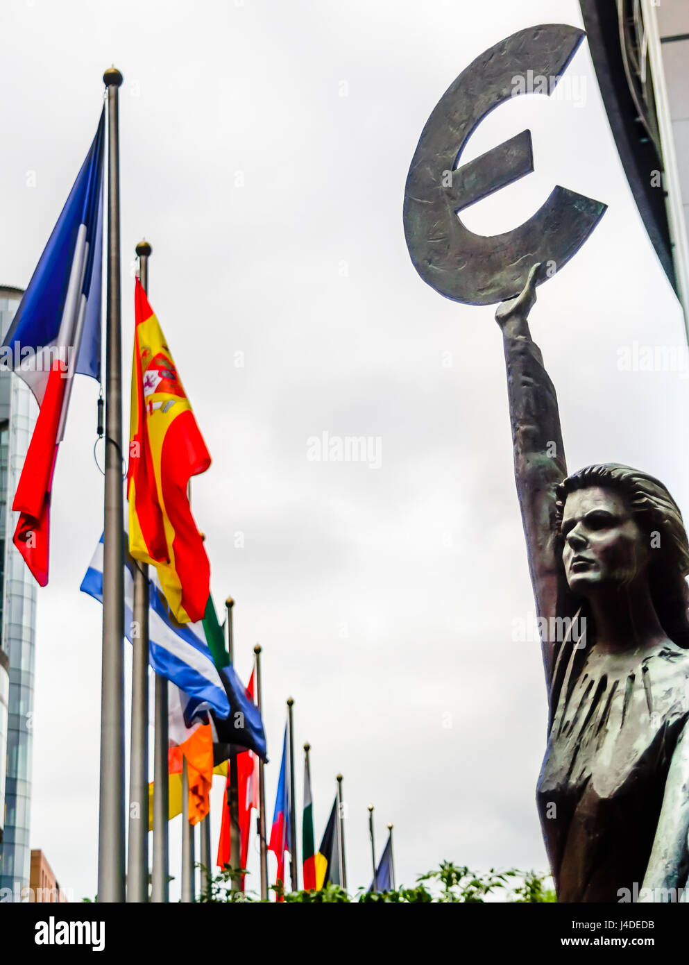 View on Euro sculpture in Brussels - Belgium Stock Photo