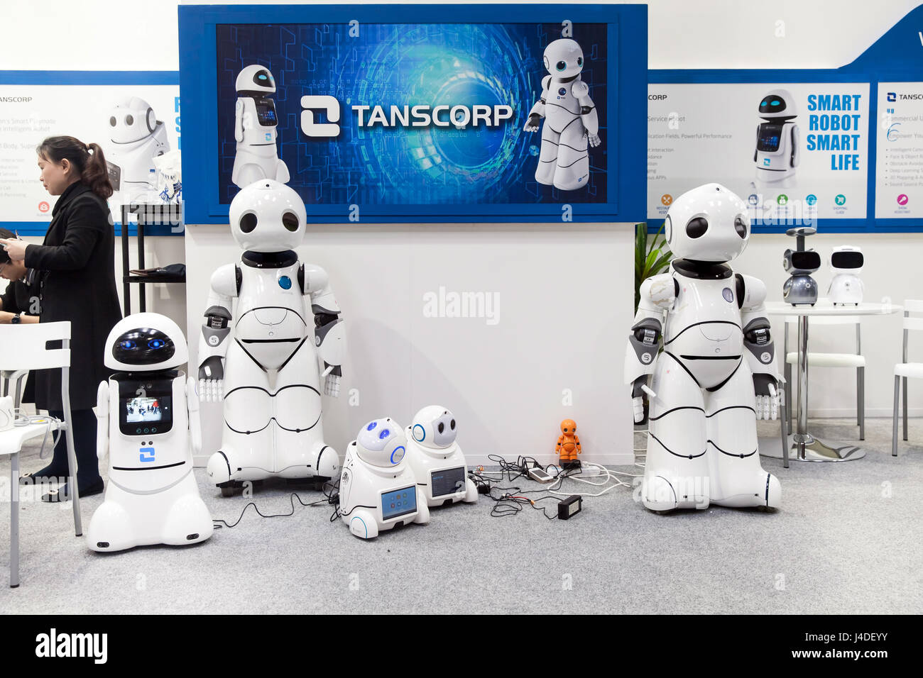 Smart robot UU dancing. Shenzhen Tanscorp technology company exhibition 2017 in Hannover Messe, Germany Stock Photo - Alamy