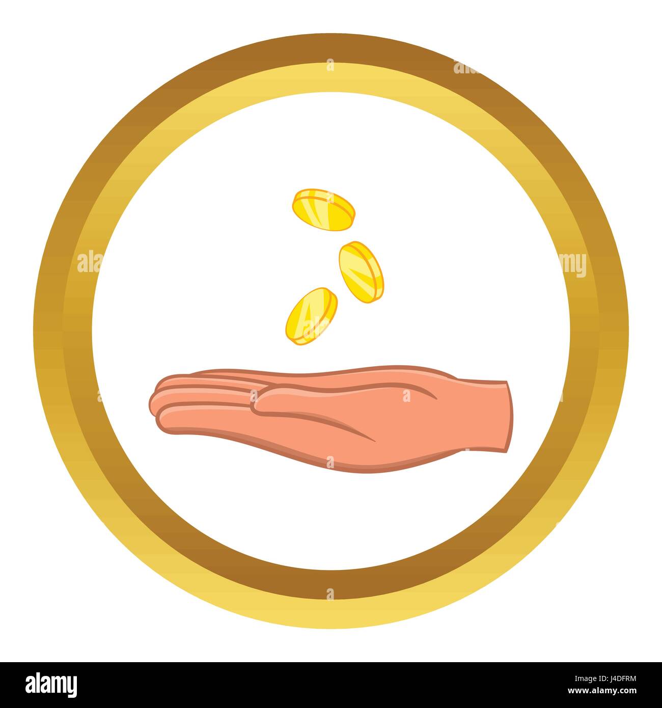 Gold coins falling hand Cut Out Stock Images & Pictures - Alamy