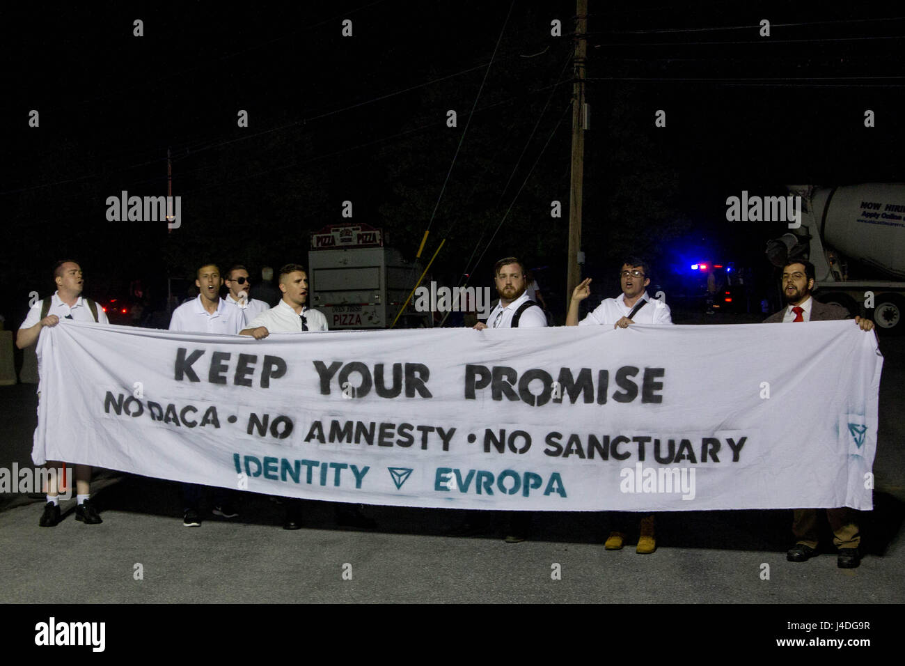 Members Of The Group Identity Europa Hold A Sign Outside A Rally