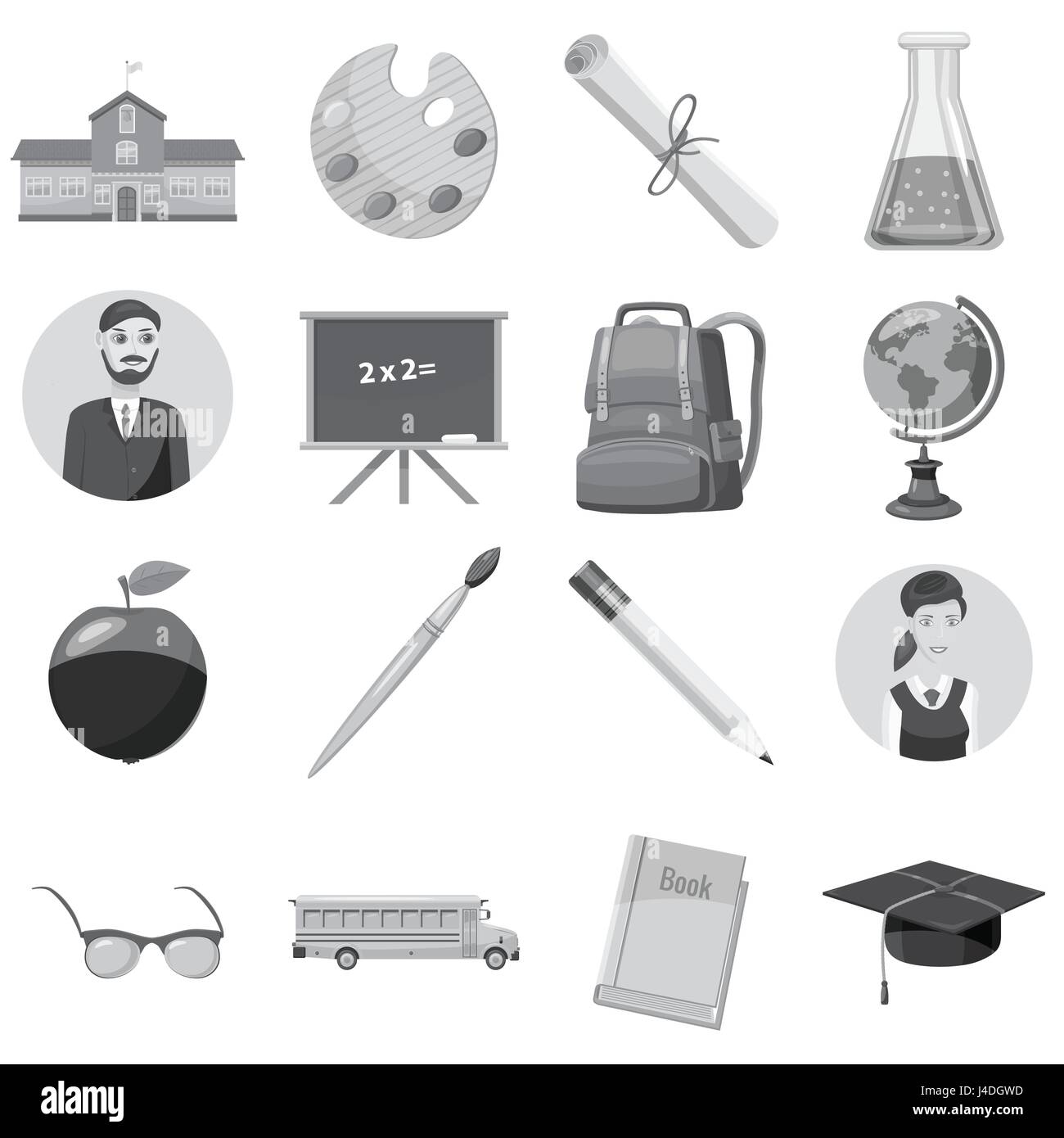School icons set, gray monochrome style Stock Vector Image & Art - Alamy