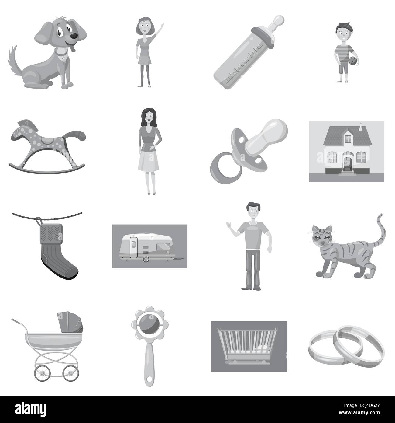 Family with children icons set Stock Vector